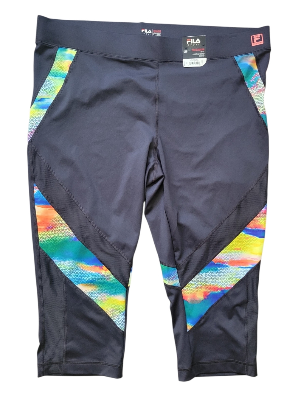 NWT Fila Sport Printed Laser Capri Legging Mosaic Running Wicking TruDry Plus 1X
